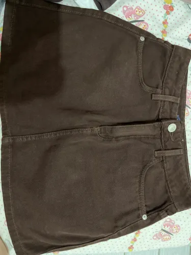 Saia jeans feminina marrom