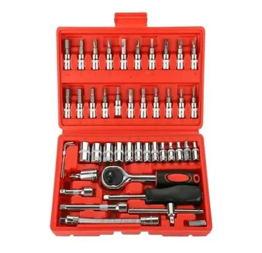 Kit de jogo de catraca reversível, com soquetes 46 peças