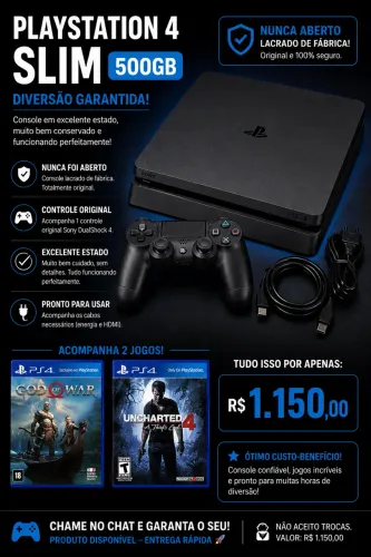 ? PlayStation 4 Slim 500GB - R$ 1.150