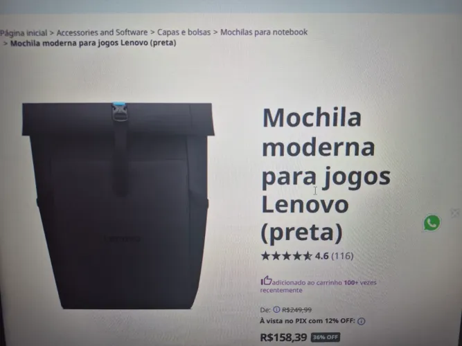 Mochila Lenovo Modern Gaming - nunca usada