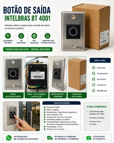 Acionador de Abertura Infravermelho Intelbras BT 4001 Novo 12V