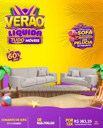 CONJUNTO DE SOFÁ 2 E 3 LUGARES MILÃO 