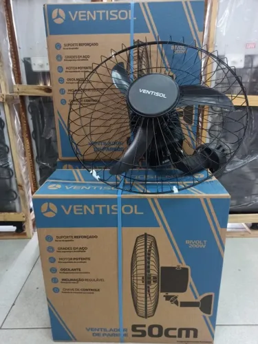 Ventilador Osc Parede 50cm Preto Grade Aco Bivolt Ventisol 127v/220v