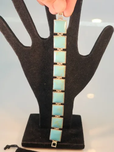 Pulseira Pedras Turquesas originais em prata 