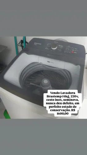 Lavadora Brastemp 14kg Branca Seminova com cesto inox. 220v