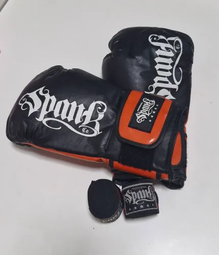 Luvas de Boxe/Muay Thai Spank Co.10oz + Bandagem Preta (Pouco Uso!)