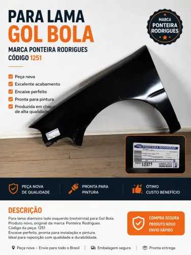Pára-lama Gol bola lado esquerdo Peça nova