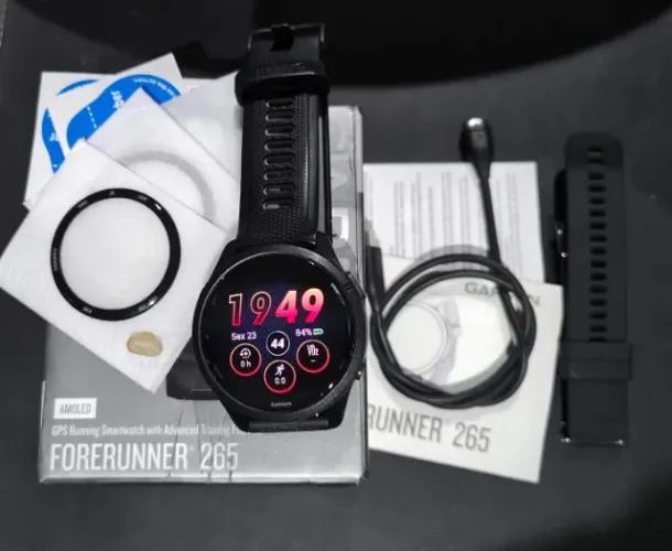 Relógio Garmin Forerunner 265 46mm Preto + Acessórios