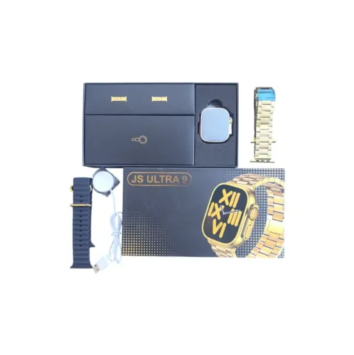 Smartwatch Js Ultra 9 Gold Supreme Edition 49mm Aço Inox 2 Pulseiras e Película.