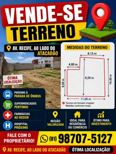 Vendo terreno na av recife
