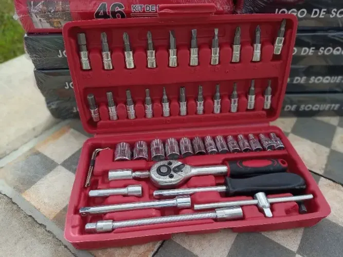 Jogo De Soquete Profissional 46 Peças Aço Cromo Vanádio (Novo Na Maleta) I