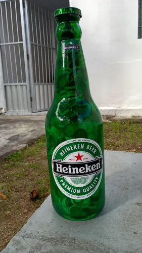 Garrafa Heineken decorativa 50cm vidro porta tampa