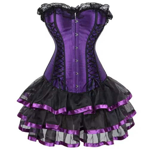 Fantasia de luxo hallowen vestido roxo e preto TAM G 