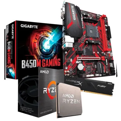 Kit Upgrade Gamer:Gigabyte B450, Ryzen 5 5600G e 16GB de RAM DDR4 3200