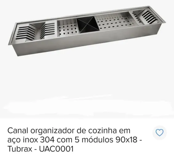Canal organizador de cozinha inox 90x18
