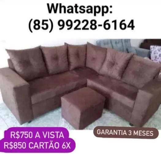 Promoção Sofá em L com Puff Direto da Fábrica