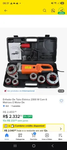 Rosqueadeira Portátil Com Roscas Bspt/npt 1/2 A 2 Pol 2300w
