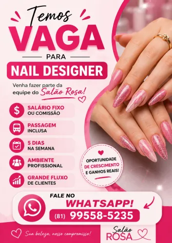 Vaga de emprego Nail designer salário ou comissão 