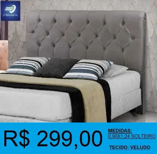 cabeceira cama solteiro estofada suede 0,90x1,24 - entrega grátis!