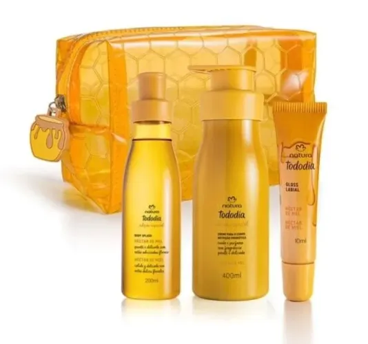 Natura Kit Tododia Hidratante 400ml Body Splash 200ml Protetor Labial e Necessarie 