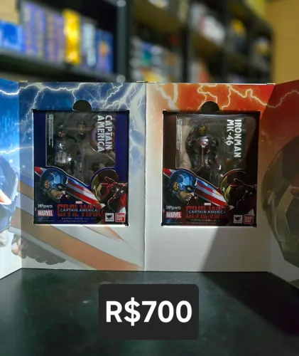 Box Capitão América e Ironman CivilWars SH Figuarts