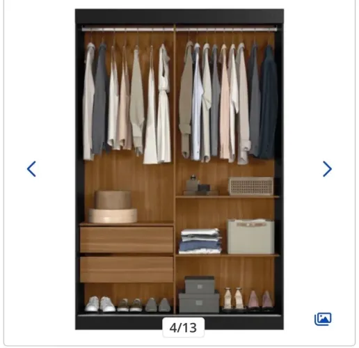 Guarda-Roupa Casal 2 Portas de Correr com Espelho - Preto | Excelente Estado