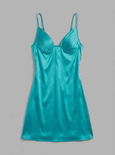 Vestido de cetim azul tamanho P