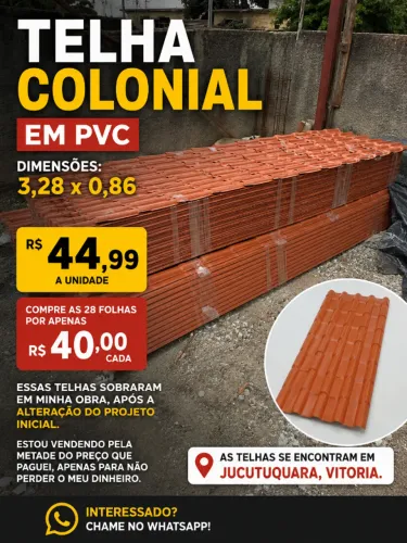 TELHA PVC NOVA (METADE DO PREÇO - SOBRA DE MATERIAL)