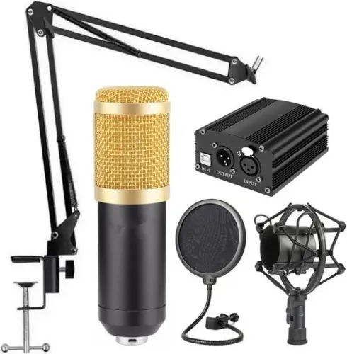 Kit Completo Microfone Bm-800 EJZ + Suporte E Phantom Power