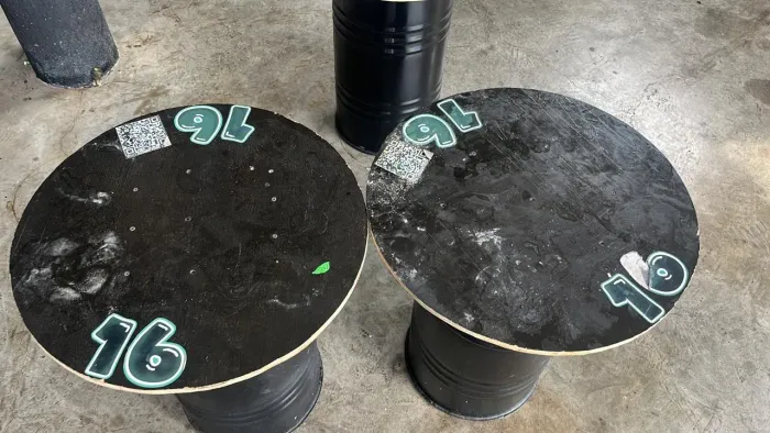 26 TAMBORES COMPLETOS(PÉ EMBORRACHADO/MESA DE MADEIRA)