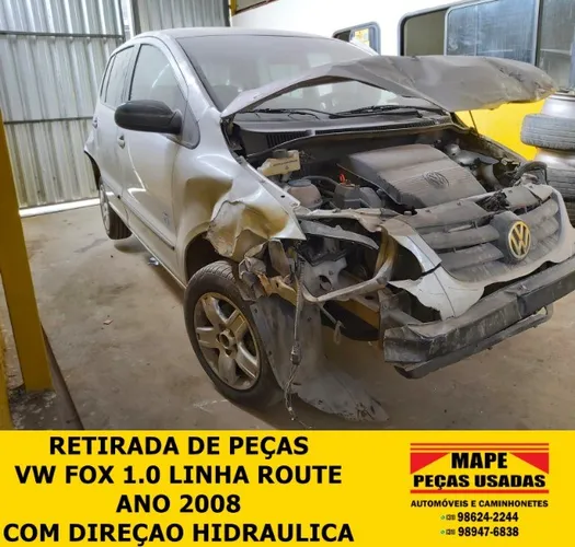 Sucata VW Fox Route 1.0 com direção hidraulica / ano 2008 / retirada de peças