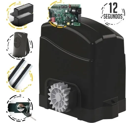 Motor De Portão Completo 1/4hp 3m Cremalheira E 2 Controles