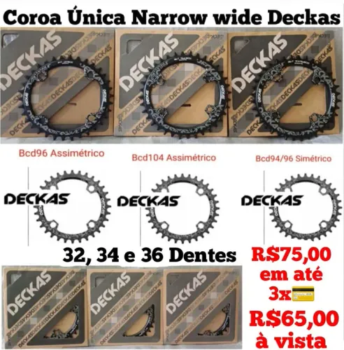 Coroa Única Narrow wide Deckas Bcd96s, Bcd94/96 e Bcd104mm