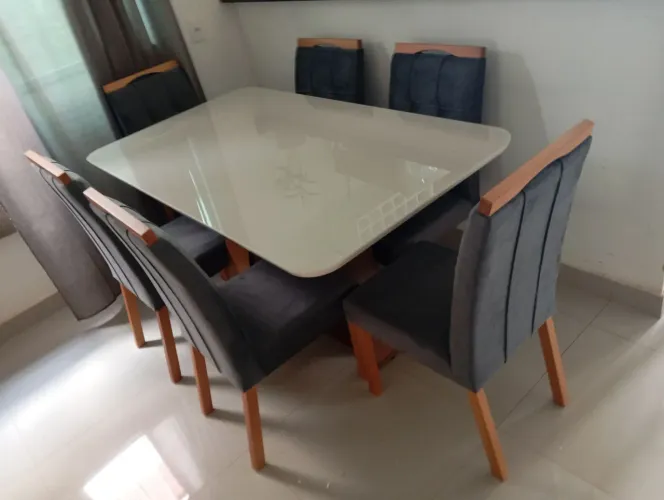 Mesa de Jantar com Tampo de Vidro 160x90 nova sterling