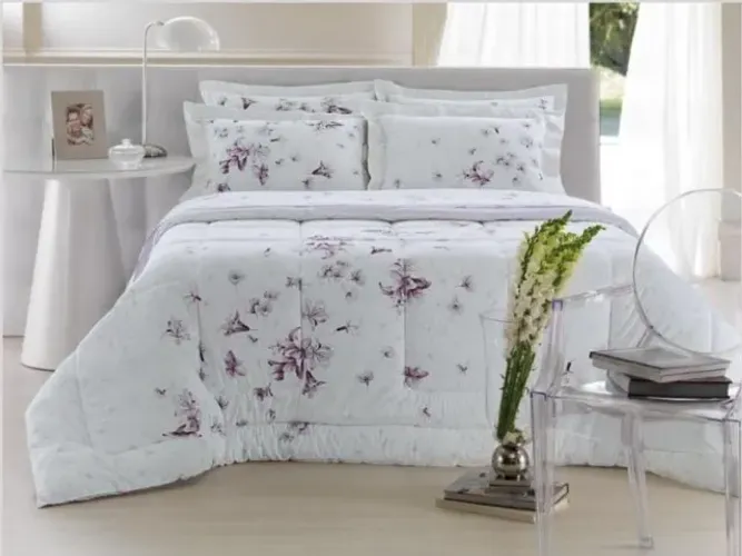 Lindíssimo Kit: 1 Cobre-leito Queen + 2 Porta-travesseiros Percal 200 fios 100% Algodão -