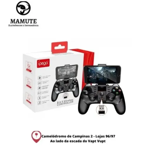 Controle Sem Fio Ipega Pg-9076 Preto - Controle 3 Em 1