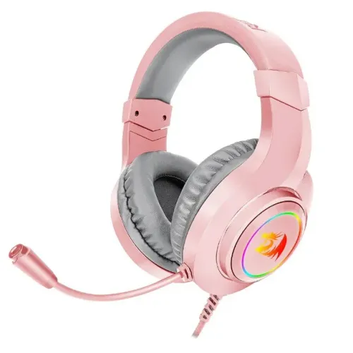 Headset Gamer Redragon Hylas Pink Led RGB P2 C/ Adaptador P3 - WZetta