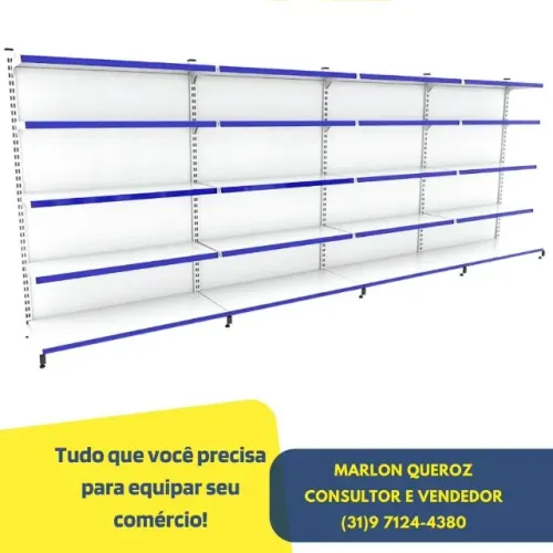 Gondola de Parede Branca 30x40 5 Bandejas 