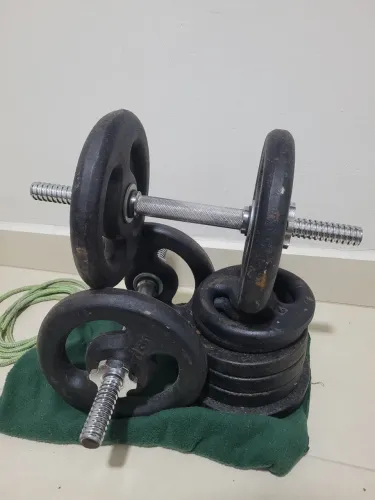 Kit de Halteres e Pesos para Treino em Casa