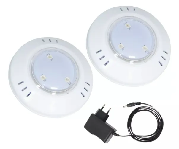 Kit 2 Lâmpadas LED Subaquáticas 6w para Piscina cor azul + fonte tomada 6a 72w