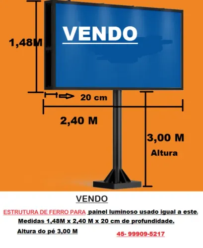 Estrutura em ferro para painel luminoso