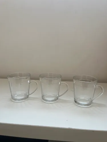 03 xicaras canecas copos café com alça vidro novos