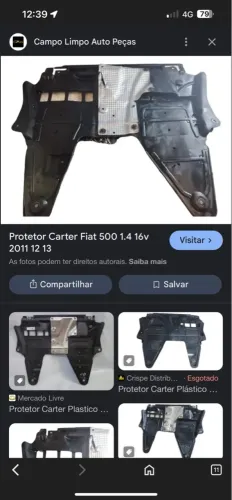 Protetor Carter Fiat 500 1.4 16v 2011/2013