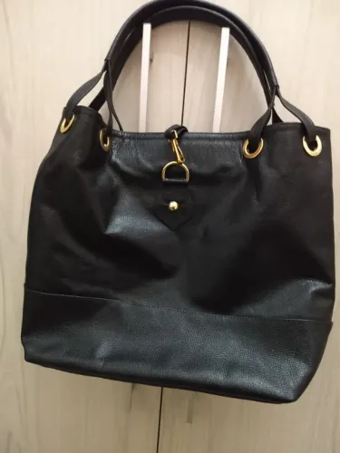 Bolsa Feminina Transversal Ombro/Mão Couro Sintético - Preta