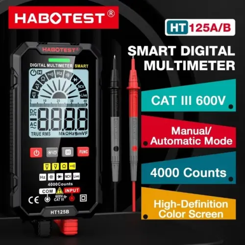 HABOTEST Multímetro Digital Inteligente/600V AC/DC Voltímetro RMS  Medidor Tensão/Lanterna