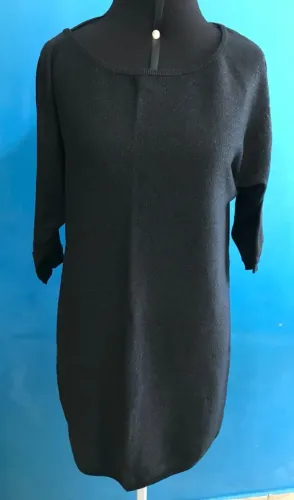 Blusa Oversized Tamanho P Com Lurex Suéter Alongado Vestido C&A Cor Preto Feminina Manga