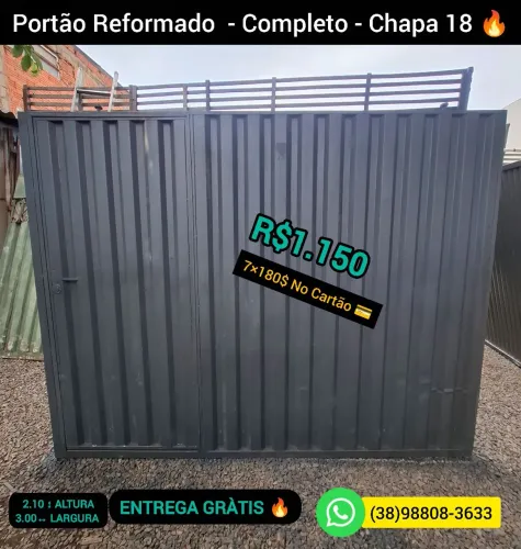 Portão de Garagem Reformado Chapa Boa !
