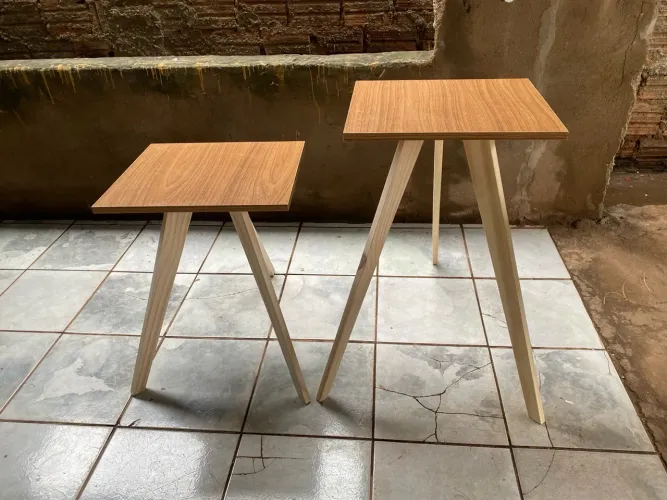 Conjunto de mesas decorativas mdf freijó
