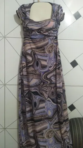 Vestido Longo Estampado Abstrato