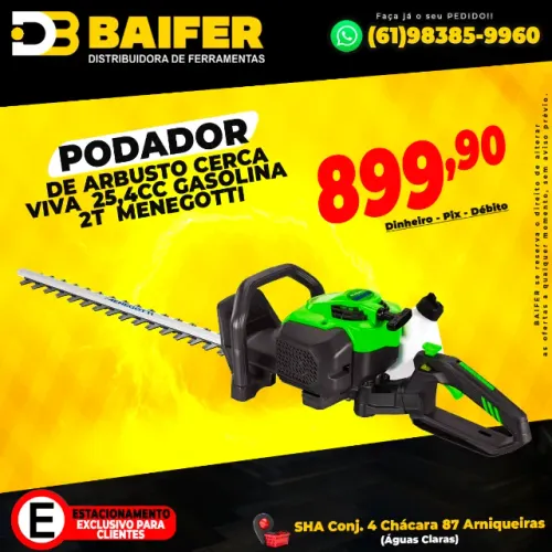 Podador de Arbusto Cerca Viva 25,4cc Gasolina 2T  Menegotti